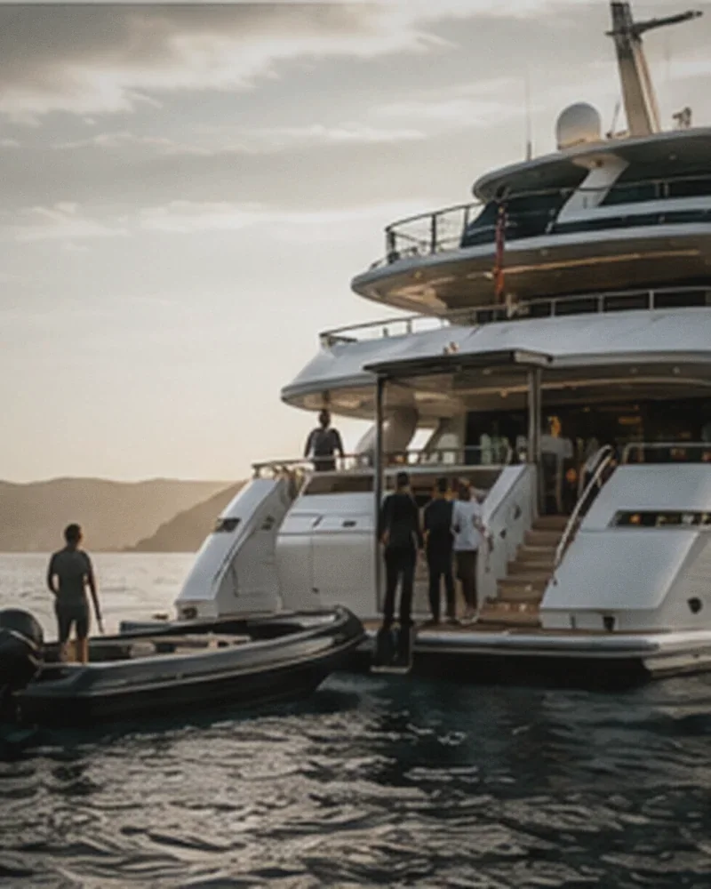 Yate privado fondeado en el Mediterráneo